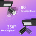 YindaLux Deckenstrahler LED Dimmbar mit Fernbedienung, RGB Farbwechsel 17W 2300LM Deckenlampe Strahler Schwenkbar, Schwarz Deckenleuchte 2 Flammig mit Unteres Glühen 7W+2x5W GU10 Spot für Wohnzimmer