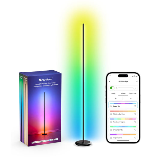 Nanoleaf Matter Smart Stehlampe Wohnzimmer, RGB IC LED Floor Lamp Dimmbar, Musik Sync, Dynamische Gradient Szenen, 1700lm, App & Sprachsteuerung (Funktion mit Alexa, Apple), Schlafzimmer Gaming Deko