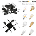 Goeco Deckenleuchte Vintage, Industrial Kronleuchter Lampe E27 4 Flammig Metall, Retro Deckenlampe Schwarz Pendelleuchte für Schlafzimmer, Wohnzimmer, Esszimmer, Küche