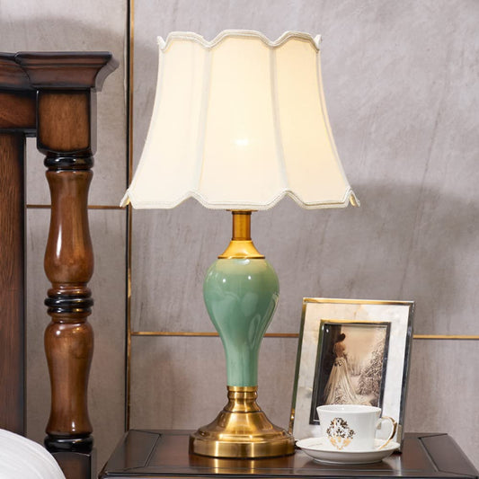 Chao Zan Tischlampe, Nachttischlampe mit Stoffschirm,E27-Fassung,Tischleuchte Wohnzimmer, Schlafzimmer,ohne Leuchtmittel (A)