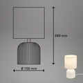 BRILONER - Tischlampe mit Stoffschirm, Kabelschalter, Keramikfuß, Lampe, Nachttischlampe, Tischleuchte, Dekolampe Flur, Bürolampe, Leselampe, Wohnzimmer, Schlafzimmer, 15x28 cm (DxH), Weiß