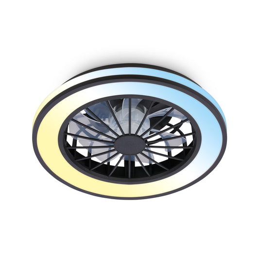 BRILONER - LED Deckenventilator mit Beleuchtung, Fernbedienung, Leiser DC-Motor, 5 Geschwindigkeiten, CCT, Dimmbar, Lampe mit Ventilator, LED Deckenleuchte, Deckenlampe Ventilator, 38 cm, Schwarz