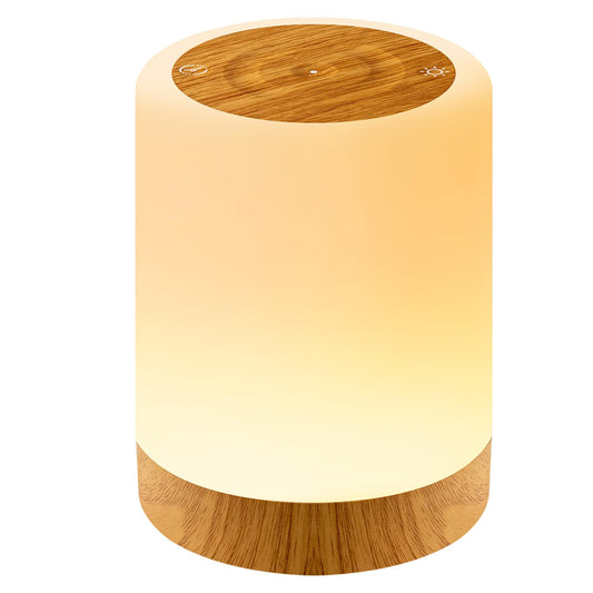 Auxmir Nachtlicht Nachttischlampe Touch Dimmbar mit 256 RGB Farben 5 Modi, Tischlampe Kabellos USB Aufladbar Timing Funktion, Tragbar LED Lampe Holzmaserung, Stilllicht für Schlafzimmer Wohnzimmer