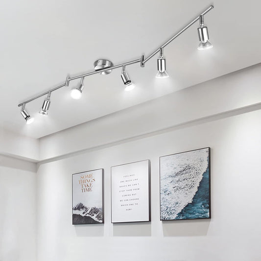 wowatt LED Deckenstrahler 6 Flammig, Schwenkbar Deckenleuchte Strahler Innen, Drehbar Deckenlampe Spot, Inkl. 6x 5W GU10 LED 6000K Kaltweiß, Spotleuchte für Küche, Wohnzimmer, Flur, Schlafzimmer