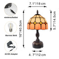 FSLiving Tiffany-Stil Tischlampe Kabellos Warmweißes,Rosa Wiederaufladbar Tischleuchte, Dimmbar Nachttischlampe mit Glasschirm und Fernbedienung für Nachttisch Esszimmer Schlafzimmer -B2CDTD