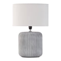 Pauleen 48218 Pure Shine Tischleuchte max. 20 Watt handgefertigt Grau, Weiß Nachttischlampe im Boho Look aus Stoff, Keramik E14