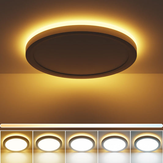 zemty 18W Deckenlampe LED Deckenleuchte Flach mit 3W Nachtlicht, 2100LM 3000K/3500K/4000K/5000K/6500K Wählbar Rund Badezimmer Lampe, Ø22x2.1 cm Ultra Dünn Modern Badlampe für Schlafzimmer Flur Küche