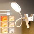 Leselampe Bett mit Bernsteinlicht, Klemmlampe mit 6 Farben 5 Helligkeiten