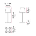 Zafferano Poldina Pro Mini Kabellose LED-Tischlampe Aufladbar - Dimmbare Touch Akku Lampe mit Galvanischem Finish - Lichtfarbtemp. 2700-3000K - Aluminium H30 (Glänzend Chrom)
