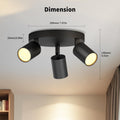 LVWIT GU10 Deckenstrahler LED 3 Flammig Rund LED Deckenleuchte Schwenkbar Schwarz Deckenlampe Spot Drehbar Modern Deckenspots 3 Strahler für Wohnzimmer Schlafzimmer Küche (Ohne Leuchenmittel)