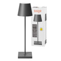 SIGOR Nuindie - Dimmbare LED Akku-Tischlampe Indoor & Outdoor, IP54 spritzwassergeschützt, Höhe 38 cm, aufladbar mit Easy Connect, 12 h Leuchtdauer, graphitgrau