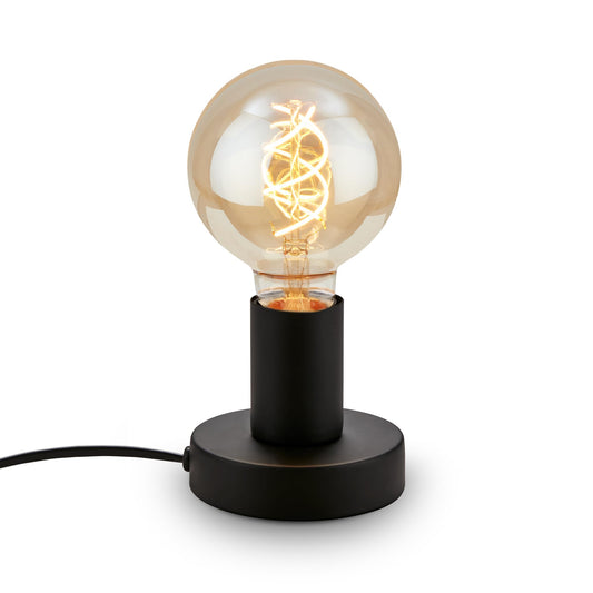 BRILONER - Nachttischlampe Retro mit Kabelschalter, E27 Fassung, max. 10 Watt, Tischlampe vintage, Lampe, Schreibtischlampe, Tischleuchte, Bürolampe, Leselampe Bett, Leselicht, 10x9 cm, Schwarz