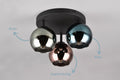 lightling Modern Deckenlampe Shawn, Glasschirme in Blau, Grün, Kupfer, Deckenmontage, IP20, exkl. 3 x E14 max. 10W, Ø 33 cm, Höhe 20 cm, Metall