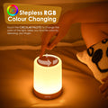 Auxmir Nachtlicht Nachttischlampe Touch Dimmbar mit 256 RGB Farben 5 Modi, Tischlampe Kabellos USB Aufladbar Timing Funktion, Tragbar LED Lampe Holzmaserung, Stilllicht für Schlafzimmer Wohnzimmer