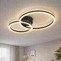 Homefire Deckenlampe Wohnzimmer LED Deckenleuchte 2-Ringe - 40cm Schwarz