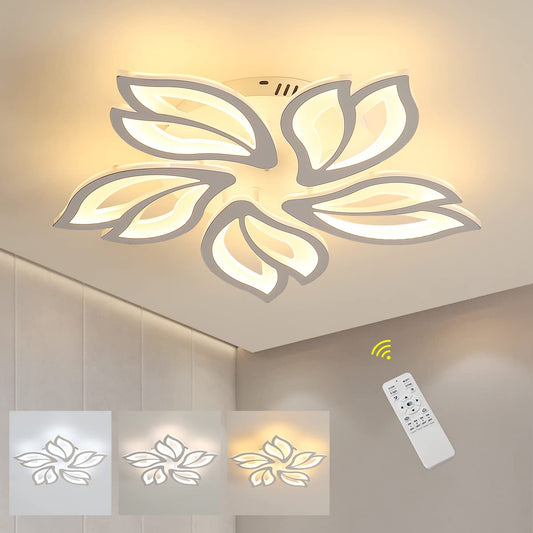 Comely LED Deckenleuchte Dimmbar, 45W Dimmbare Deckenlampe mit Fernbedienung Farbwechsel, 3000-6500K Kreative Blütenblatt Design LED Lampen Deckenleuchte für Küche Schlafzimmer Balkon Esszimmer, Weiß