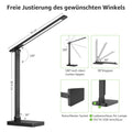 Lepro Schreibtischlampe, LED Tischlampe 15W, 655LM Tischleuchte 3 Farben, 5 Helligkeitsstufen Dimmbar mit USB-Anschluss, Schreibtischleuchte Augenschutz, Leselicht für Büro, Schwarz