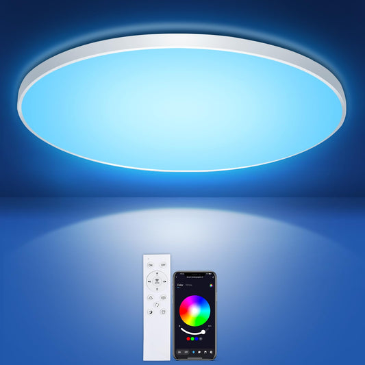 IEGLED Deckenlampe mit Fernbedienung und APP Steuerung, 24W Rund Deckenleuchte 2700K-6500K Dimmbar, RGB LED Lampe für Schlafzimmer, Wohnzimmer, Kinderzimmer,Ø30CM