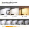 Lepro Schreibtischlampe, LED Tischlampe 15W, 655LM Tischleuchte 3 Farben, 5 Helligkeitsstufen Dimmbar mit USB-Anschluss, Schreibtischleuchte Augenschutz, Leselicht für Büro, Schwarz