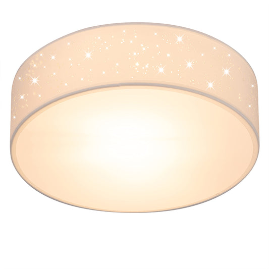 MONZANA® Deckenlampe Sternenhimmel Wohnzimmer Schlafzimmer E27 Weiß Rund 30cm Stoffschirm 1-Flammig 40W Küche Lampe Deckenleuchte Stoffdeckenlampe