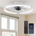 Ensenior Deckenventilator mit Beleuchtung, 50cm Deckenlampe mit Ventilator & Fernbedienung, 6 Geschwindigkeiten Leise, Stufenlos Dimmbar (3000K-6500K), Flaches Design für Schlafzimmer Büro - Weiß