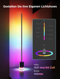 Govee LED Stehlampe Dimmbar RGBIC, 1725LM Stehlampe Wohnzimmer Arbeiten mit Matter,152cm RGBIC Moderne Schwarz,16 Millionen Farben Szenenmodi, Musikmodus für Deko Schlafzimmer Spielzimmer