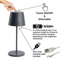 Pertrix LED Akku Gartentisch Leuchte Dunkelgrau stufenlos dimmbar - IP65 Tisch Lampe ohne Kabel für In-& Outdoor, 2700-3000K, 280 mm hoch, runde Tischlampe Esstisch, moderne LED Tischlampe Outdoor