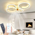 Deckenleuchte mit Ventilator, leise, weiß, Deckenventilator mit Beleuchtung, App und Fernbedienung; 60 W, 6000 lm, dimmbar, LED, für Wohn-, Schlaf- und Esszimmer, 6-Gang, Timer