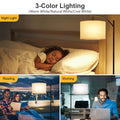 GLUROO Stehlampe Wohnzimmer mit Fernbedienung, Modern Standleuchte Bogenlampe mit 3 Farbwechsel, Stufenlose Helligkeit, Dimmbar LED Stehleuchte mit Fußschalter