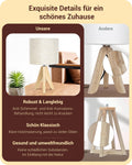 EDISHINE 2er Set Tischlampe Holz, LED Nachttischlampe mit beigem Leinen-Lampenschirm, E27 Fassung, inkl. Leuchtmittel, Vintage Tischleuchte für Schlafzimmer, Wohnzimmer, Geschenk