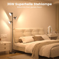 SIBRILLE Stehlampe LED Dimmbar, 36W Deckenfluter LED Dimmbar 2500LM mit Fernbedienung & Berührung 2700K-6500K, 3-Licht Leselampe Moderne Stehleuchte Stehlampe für Wohnzimmer Schlafzimmer Büro Hotel