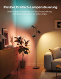 Govee 3-Flammen LED Stehlampe, RGBWW Fokus-Verstellbar Stehleuchte, 1500lm, Matter Alexa Kompatibel, 64+ Szenen, Musik Sync, 157cm Stehlampen Schwarz für Wohnzimmer, Schlafzimmer, Lesezimmer Deko