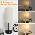 STANBOW Nachttischlampe Touch Dimmbar, Tischlampe mit USB A+C Ladeanschlüssen, Leinen-Lampenschirm, Kleine Lampe für Schlafzimmer, Wohnzimmer, Babyzimmer, Schlafsaal, Heimbüro