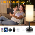 Kakanuo Nachttischlampe Touch Dimmbar, Tischlampe mit USB A+C+Steckdose Ladefunktion, Lampenschirm aus Leinenstoff, Lampe für Nachttisch Wohnzimmer Schlafzimmer Kinderzimmer Büro(Inklusive Birne)