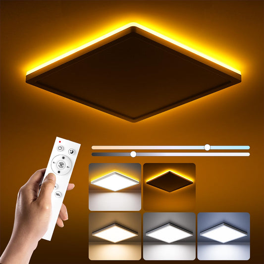BLNAN LED Deckenleuchte Flach Dimmbar, 24W Deckenlampe mit Fernbedienung, 2000K Nachtlicht Warm, 3000K-6500K Decke Lampe für Schlafzimmer Wohnzimmer Kinderzimmer, Eckig Weiß 30CM