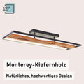 Lightbox LED Deckenlampe im Landhaus Stil | dimmbare Deckenleuchte für Wohnzimmer oder Schlafzimmer in warm-weiß mit 3000 K, 6600 Lumen | aus Aluminium/Metall/Holz, in Schwarz/Braun