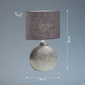 Fischer & Honsel | Tischleuchte, Foro | silberfarben antik| Stoffschirm| anthrazit Leinen innen weiß| L: 23,00 cm, B: 13,00 cm, H: 36,00 cm,| mit Schnurschalter| 1x E14 max. 40 Watt | 50557