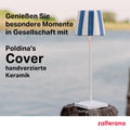 Zafferano, Poldina Cover, Handverzierte Keramik Tischlampenabdeckung, Abdeckung kompatibel mit Poldina Lampen, Hergestellt in Italien, Ø13 x 10 cm, Farbe Weiß - Grüne Streifen