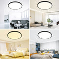 MOONSEA 48W LED Deckenleuchte Flach Dimmbar mit Fernbedienung, Ultra Dünn Deckenlampe Wohnzimmer, 3000-6500K Ø50cm, Deckenleuchte Dimmbar für Wohnzimmer Schlafzimmer Kinderzimmer Büro, Schwarz