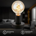 BRILONER - Nachttischlampe Retro mit Kabelschalter, E27 Fassung, max. 10 Watt, Tischlampe vintage, Lampe, Schreibtischlampe, Tischleuchte, Bürolampe, Leselampe Bett, Leselicht, 10x9 cm, Schwarz