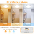 NIBSHOOM LED Deckenlampe mit Bewegungsmelder, 3000K/4000K/6500K 18W IP44 Wasserfest Deckenleuchte Innen, mit Radar Bewegungssensor und Dämmerungssensor Lampe für Flur Bad Treppe Balkon Garage, 22cm