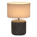Pauleen 48218 Pure Shine Tischleuchte max. 20 Watt handgefertigt Grau, Weiß Nachttischlampe im Boho Look aus Stoff, Keramik E14