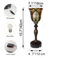 FSLiving Tiffany-Stil Tischlampe Kabellos Warmweißes, Wiederaufladbar Tischleuchte, Dimmbar Nachttischlampe mit Glasschirm und Fernbedienung für Nachttisch Esszimmer Schlafzimmer -TD0928