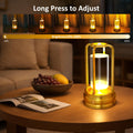 Tischlampe kabellos – Dimmbare Akku-Tischlampe 2000mAh mit Touchsteuerung, 3 Lichtfarben, USB-C, Aluminium, LED Tischlampe für Innen & Außen, Terrasse, Restaurant, Schlafzimmer, Gold 1er Set