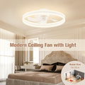 VOLISUN Deckenventilator mit Beleuchtung und Fernbedienung, 6 Windstufen und Dimmbar, Moderner Deckenlampe mit Ventilator, Leiser LED Deckenventilator für Schlafzimmer Wohnzimmer (Weiß, 50CM)