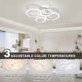 RUYI Modern LED Deckenleuchte Dimmbar mit Fernbedienung 4 Ring Deckenleuchte 48W 4400LM, Deckenlampe für Wohnzimmer, Schlafzimmer, Küche, Flur, Balkon, Esszimmer, Weiß, 2800-7000K