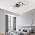 LED Deckenleuchte Dimmbar Deckenlampe mit Fernbedienung Wohnzimmerlampe Schwarze 45W Schlafzimmerlampe Deckenbeleuchtung 92cm Rechteckige Lampen Modern-Design Küchenlampe für Esszimmer Restaurant Flur