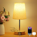 Suright Nachttischlampe Touch Dimmbar, Tischlampe mit USB A+C Ladefunktion