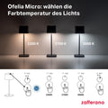 Zafferano, Ofelia Micro Lampe, Kabellose, Wiederaufladbare Tischlampe mit Touch Control, Auch für den Außenbereich Geeignet, Dimmer, 2200-3000 K, Höhe 20 cm, Farbe Dunkelgrau