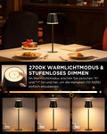 NIBSHOOM Tischlampe Kabellos Dimmbar,5200mAh Led Akku Tischleuchte Höhenverstellbare mit Warmweißes Licht & 256 RGB Farbwechsel,IP54 Wasserdicht Tischlampe Schwarz für Restaurant-2 Stück